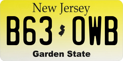 NJ license plate B63OWB