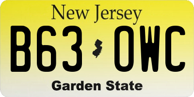 NJ license plate B63OWC