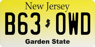 NJ license plate B63OWD
