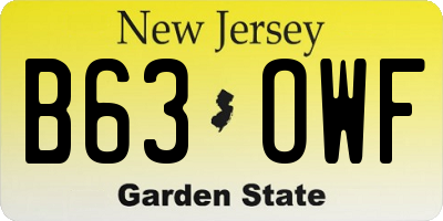 NJ license plate B63OWF