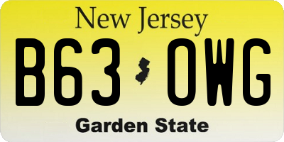 NJ license plate B63OWG