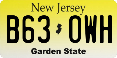 NJ license plate B63OWH