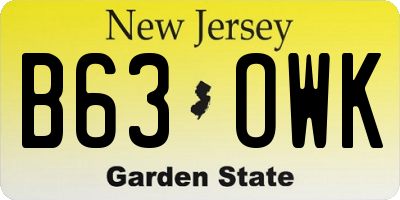 NJ license plate B63OWK
