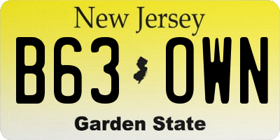 NJ license plate B63OWN