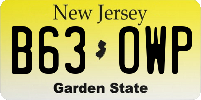 NJ license plate B63OWP
