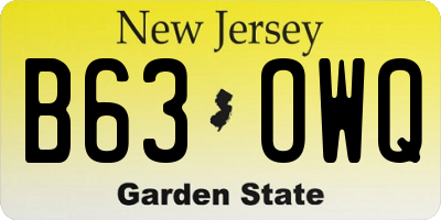 NJ license plate B63OWQ