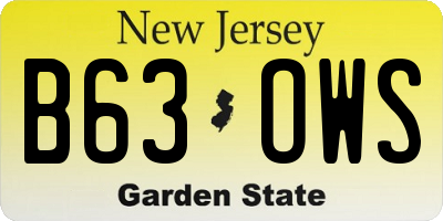 NJ license plate B63OWS
