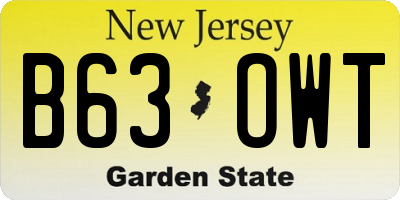 NJ license plate B63OWT