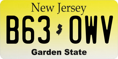 NJ license plate B63OWV