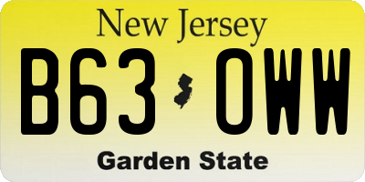 NJ license plate B63OWW