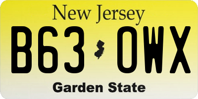 NJ license plate B63OWX
