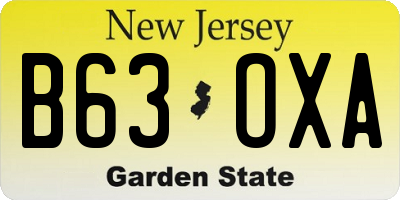 NJ license plate B63OXA