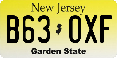 NJ license plate B63OXF