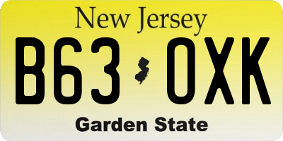 NJ license plate B63OXK