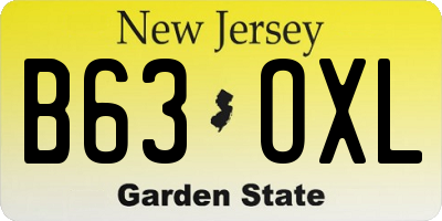 NJ license plate B63OXL