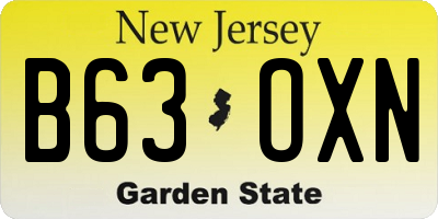 NJ license plate B63OXN
