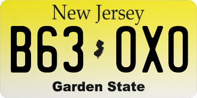 NJ license plate B63OXO
