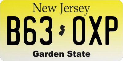 NJ license plate B63OXP