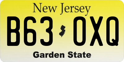 NJ license plate B63OXQ