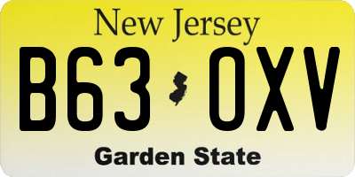 NJ license plate B63OXV
