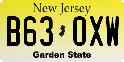 NJ license plate B63OXW