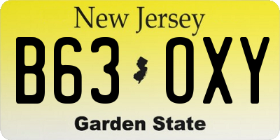 NJ license plate B63OXY