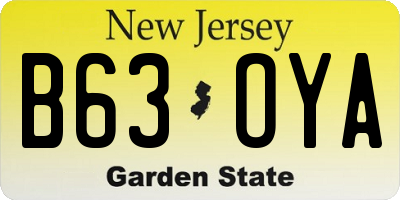 NJ license plate B63OYA