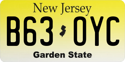 NJ license plate B63OYC