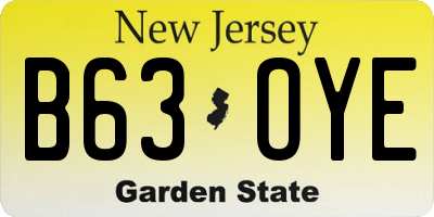 NJ license plate B63OYE