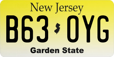 NJ license plate B63OYG