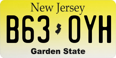 NJ license plate B63OYH