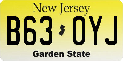 NJ license plate B63OYJ