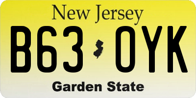 NJ license plate B63OYK