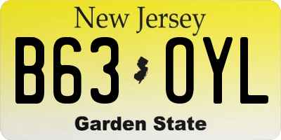 NJ license plate B63OYL