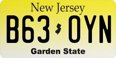 NJ license plate B63OYN