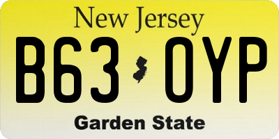 NJ license plate B63OYP