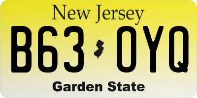 NJ license plate B63OYQ