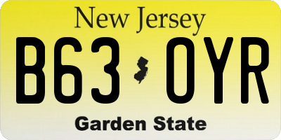 NJ license plate B63OYR