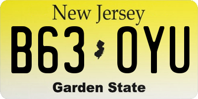 NJ license plate B63OYU