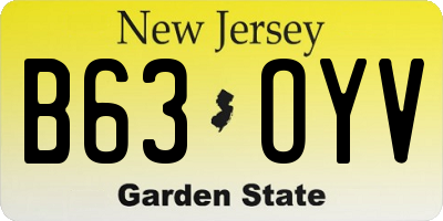 NJ license plate B63OYV