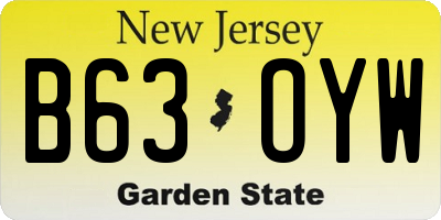 NJ license plate B63OYW