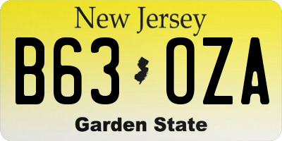 NJ license plate B63OZA