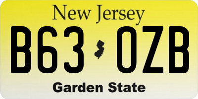NJ license plate B63OZB