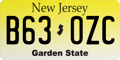 NJ license plate B63OZC