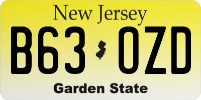 NJ license plate B63OZD