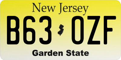 NJ license plate B63OZF