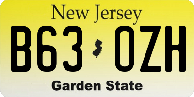 NJ license plate B63OZH