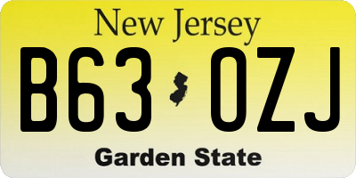 NJ license plate B63OZJ