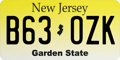 NJ license plate B63OZK