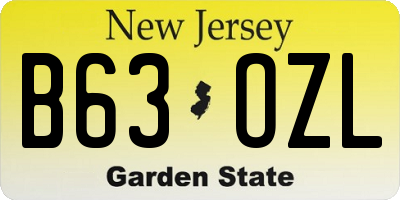 NJ license plate B63OZL